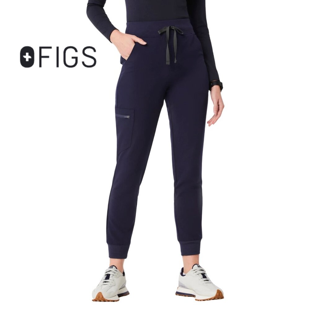 Figs High Waisted Zamora Jogger Scrub Pants | Women's Small | Navy